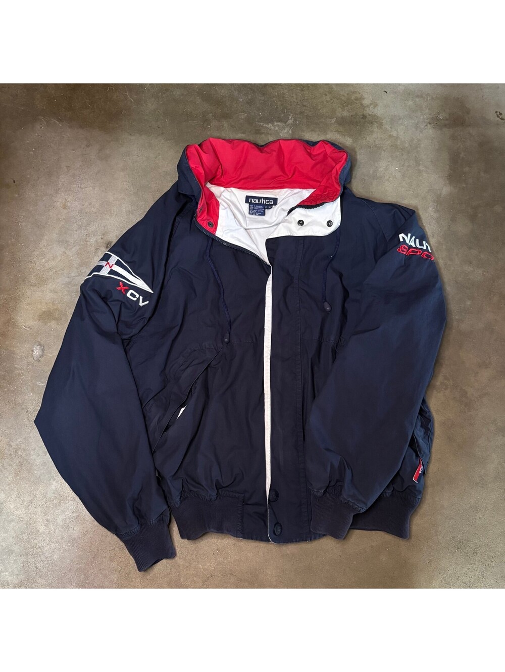 Vtg 90's Nautica Sport Men's XL Navy Blue Hooded Jacket